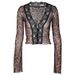 European And American Best-Selling Women's Clothing 2024 Autumn New Fashion Printed Sexy Mesh Lace Cardigan T-Shirt_ecoleips.com