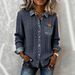 2026 New European American Style Knitted Patchwork Denim Shirt For Women, Autumn And Winter Fashion Versatile Long_ecoleips.com