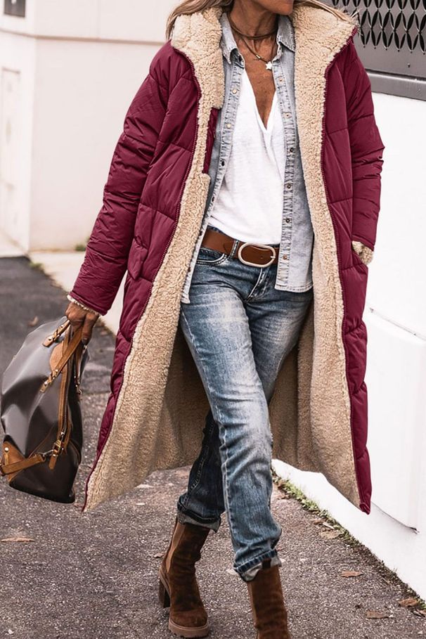 Reversible Hooded Cotton Coat For Women - Dual-Wear Long Sleeve Jacket In Classic Colors | Slim Fit & Oversized Options_ecoleips.com
