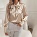 Popular Autumn Long Sleeve Bow Satin Women's Shirt Shirt Top Women's_ecoleips.com