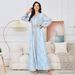 Women's Muslim Clothing New V Neck Two Piece Suit Temperament Elegant Dress_ecoleips.com
