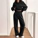 Aria Basics Aria Basics European American Cross-Border 2-Piece Set For Women, Casual Warm Lined Hoodie Sweatpants, Autumn And Winter_ecoleips.com