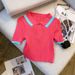 Women's Clothing Pure Desire Style Short Waist Baring Hot Girl T Ice Silk Sweater Tops For Women_ecoleips.com