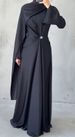 Muslim Dress Women Elegant Long-Sleeve Evening Dress – Slim Fit Modest Gown (Dark Blue, S-XXL)_ecoleips.com