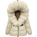 Elegant Women's Down Jacket With Fox Fur Trim, Waist-Cinching Long Coat, Warm Winter Parka, Korean Style Luxury Outerwear_ecoleips.com