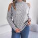 Real Shot 2025 Autumn Winter Casual Braided Off-Shoulder Half Turtleneck Long Sleeve Pullover Sweater_ecoleips.com