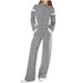 Women's Clothing Stand Up Collar Long Sleeved Stitching Color Matching Casual Sweatshirt Suit_ecoleips.com