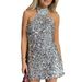 KaiKuo 2025 Spring/Summer Cross-Border European And American Y2K Sexy Socialite Backless Sleeveless Halter Sequin Party_ecoleips.com