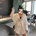 Women's Korean Style Loose Long Sleeve Striped Shirt Unique Retro Design Student Style Autumn New Arrival_ecoleips.com
