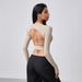 Women’s Long-Sleeve Fitness Top – Breathable Mesh Back Cutout, Stretchy Workout Tee For Yoga & Gym (3 Colors, S-L)_ecoleips.com
