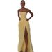 Women's Elegant Strapless Ruched High Slit Maxi Dress – Sexy Formal Party Gown For Banquet_ecoleips.com
