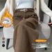 Aria Basics 2024 Winter New Style Women's Fleece-Lined Thick Woolen Wide-Leg Straight High-Waisted Slim-Fit Hip-Covering Versatile_ecoleips.com