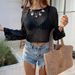 Y2k Sexy Hollow-Out Long Sleeve T-Shirt For Women - Fashionable Cropped Top With Breathable Design (White/Pink/Black, S/M/L/Xl)_ecoleips.com