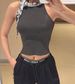 2026 New Style Silk Scarf Tie Up Knitted Camisole Vest For Women, Slim Fit, Sleeveless, Sexy Style Summer Top_ecoleips.com