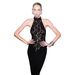 High-End Women's Sleeveless Halter Neck Dress Hollowed Out Lace Patchwork Slim Fit Sexy Style Fashionable Dress_ecoleips.com