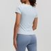 Women's Clothing Women's Peach Colored Basic V-Neck Short Sleeve Sportswear Top For Fitness Running Yoga For Formal & Casual For Women_ecoleips.com