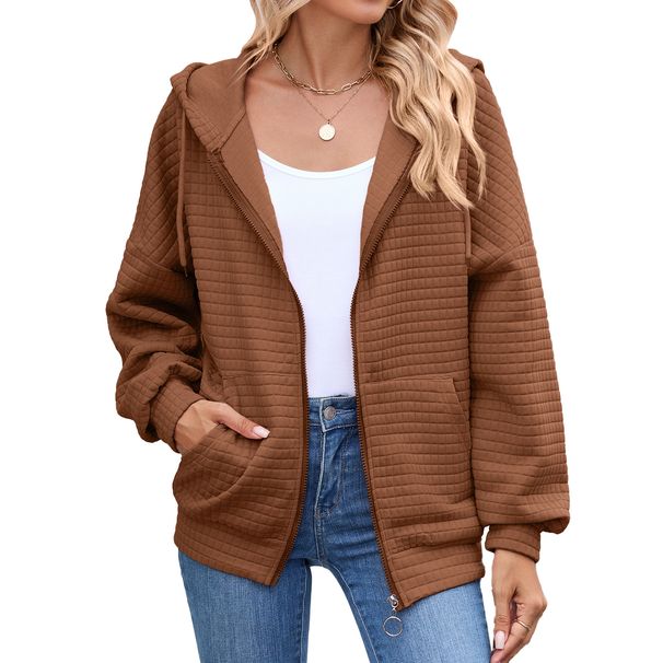 Women's Clothing Zip-Up Hooded Sweatshirt With Pockets - Casual Long Sleeve Pullover For Fall & Winter_ecoleips.com
