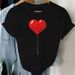 European And American Spring/summer Women's Black Large Size Heart Print Trendy Short-sleeve Cartoon T-shirt_ecoleips.com