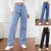 High Waisted Women's Casual Straight Leg Jeans Light Washed Loose Fit Wide Leg plus Size_ecoleips.com