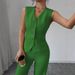 Elegant Solid Color Sleeveless Vest & Pants Suit For Women - Breathable Polyester Blend, Wrinkle-Free, Office & Casual Wear (S/M/L/XL)_ecoleips.com