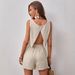Women's Casual Summer Outfit Sleeveless Backless Crop Top And Shorts Set 2 Piece Sensational Design_ecoleips.com