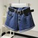 High Waisted Denim Shorts for Women Loose Fit Slimming Roll Hem Wide Leg a Line Hot Pants Korean Style Summer 2020 Trendy_ecoleips.com