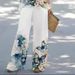 Women's Clothing round neck casual printed vest wide leg pants suit_ecoleips.com