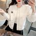 Women's Clothing New Cardigan Jacket Loose and Versatile Long Sleeve High end Baseball Jacket Short Tops for Women_ecoleips.com