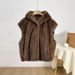 Spring Hooded Faux Mink Vest – Lightweight Zip-Up Jacket With Pockets (One Size, Army Green/Black/Beige & More)_ecoleips.com