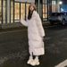 "Oversized Knee-Length Puffer Coat For Women – Warm Winter Jacket With Hood (Black/White/Pink, S-2XL)"_ecoleips.com