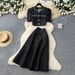 Women's Clothing Elegant Two Piece Set Autumn Rhinestone Embellished Inspired Top High Waisted Slimming Skirt_ecoleips.com