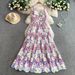 Women's French Style Openwork Lace Floral Sundress High-End Slimming Long Dress For Resort Wear_ecoleips.com
