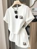 Women's Clothing Hot Selling Women's Fashion Casual Printed Round Neck Mid Length Top Shorts Two Piece Set_ecoleips.com