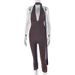 Women's Slim Fit Sports Commuter Jumpsuit V Neck Tie Up European American Style Trendy Solid Color_ecoleips.com