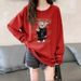 European Style Women's Thick Crew Neck Sweatshirt Fleece Lined Loose Fit Petite for Spring Autumn Winter 2023 Hot Selling_ecoleips.com