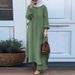h707#Muslim Clothing Two-Piece Spring Autumn New Women's Sleeve Shirt And Long Pants Set_ecoleips.com