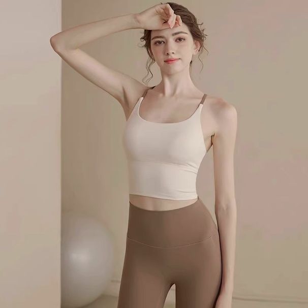 Sports Underwear Women's Spring And Summer Beauty Back Integrated Fitness Bra Gathering Shock-proof Collection Sub-breasts Yoga Clothes Vest Sling_ecoleips.com