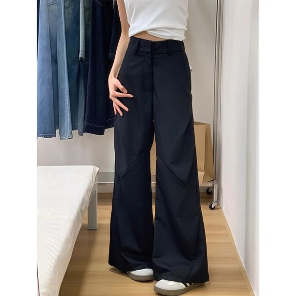Black For Women' Ummer 2025 New Tyle Plu Ize Fat Mm Traight Caual Pant Wide Leg Looe High Wait Pleated_ecoleips.com