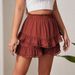 K Women's Lace Elastic Short Skirt Pants With Pleats And Layered Ruffles_ecoleips.com