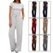 Women's Spring Autumn Wide Leg Pants Suit Short Sleeved Casual Commuting Sportswear Two Piece Set Home Wear_ecoleips.com