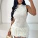 Women's Sleeveless Knitted Dress - Summer Slim Fit Hollow Tassel Short Skirt, European & American Style_ecoleips.com