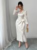 "Elegant Leopard Print Jacquard Maxi Dress With Tie Waist – Long Sleeve Resort Dress For Women"_ecoleips.com