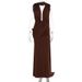 French Style Deep V Neck Pleated Slit Maxi Dress Slimming High End Evening Dinner Party Gown Long Dress_ecoleips.com