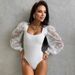 K Women's Long Sleeved Lace Patchwork Jumpsuit Sexy Top_ecoleips.com