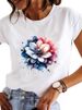 European And American Cross-border Foreign Trade Women's Floral Plant Print Round-neck Short-sleeve T-shirt Top_ecoleips.com