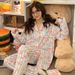 Korean Style Long-Sleeved Pajamas Set For Women Spring Autumn Homewear Comfortable Ladies Sleepwear Student Senior Casual Outfit_ecoleips.com