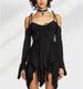 Women's Sexy Off Shoulder Long Sleeve Halter Asymmetrical Mini Dress – Halloween Costume Party Gown_ecoleips.com