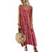 2024 ZhuoCai European And American Women's Clothing Summer Casual Vacation Printed Round Neck Floral Sleeveless_ecoleips.com
