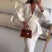 Elegant Blazer Coat Skirt Set Women Slim V-neck Long Lantern Sleeve Jacket Top Midi Skirts Suits 2 Pieces Office Chic Outfits_ecoleips.com