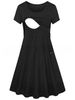 Women’s Clothing New Spring And Summer Maternity Dress Round Neck Stitching Nursing Dress Feeding Dress_ecoleips.com